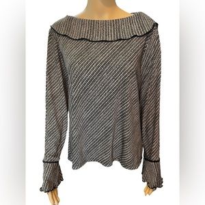 Notations Vintage Y2K Tan Black Goth Grunge Witchy Whimsygoth Alt Ruffle Top